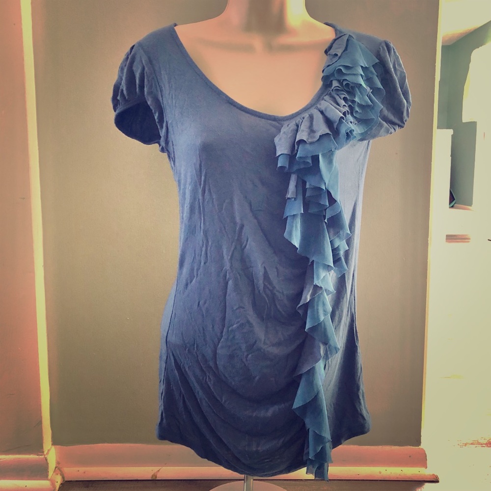Blue Ruffle top from Buckle